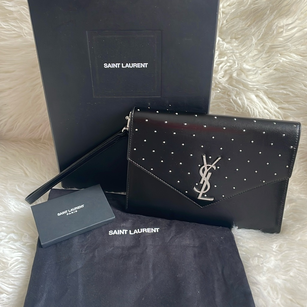 Ysl Cassandre Studded Flap Pouch